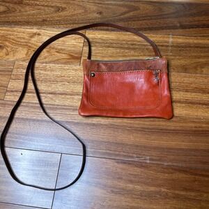Infinity Firenze Leather Crossbody Bag Small Orange Brown Lizard Charm‎ Unique